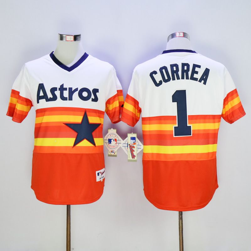 Men Houston Astros #1 Correa Oragne 1980 MLB Jerseys